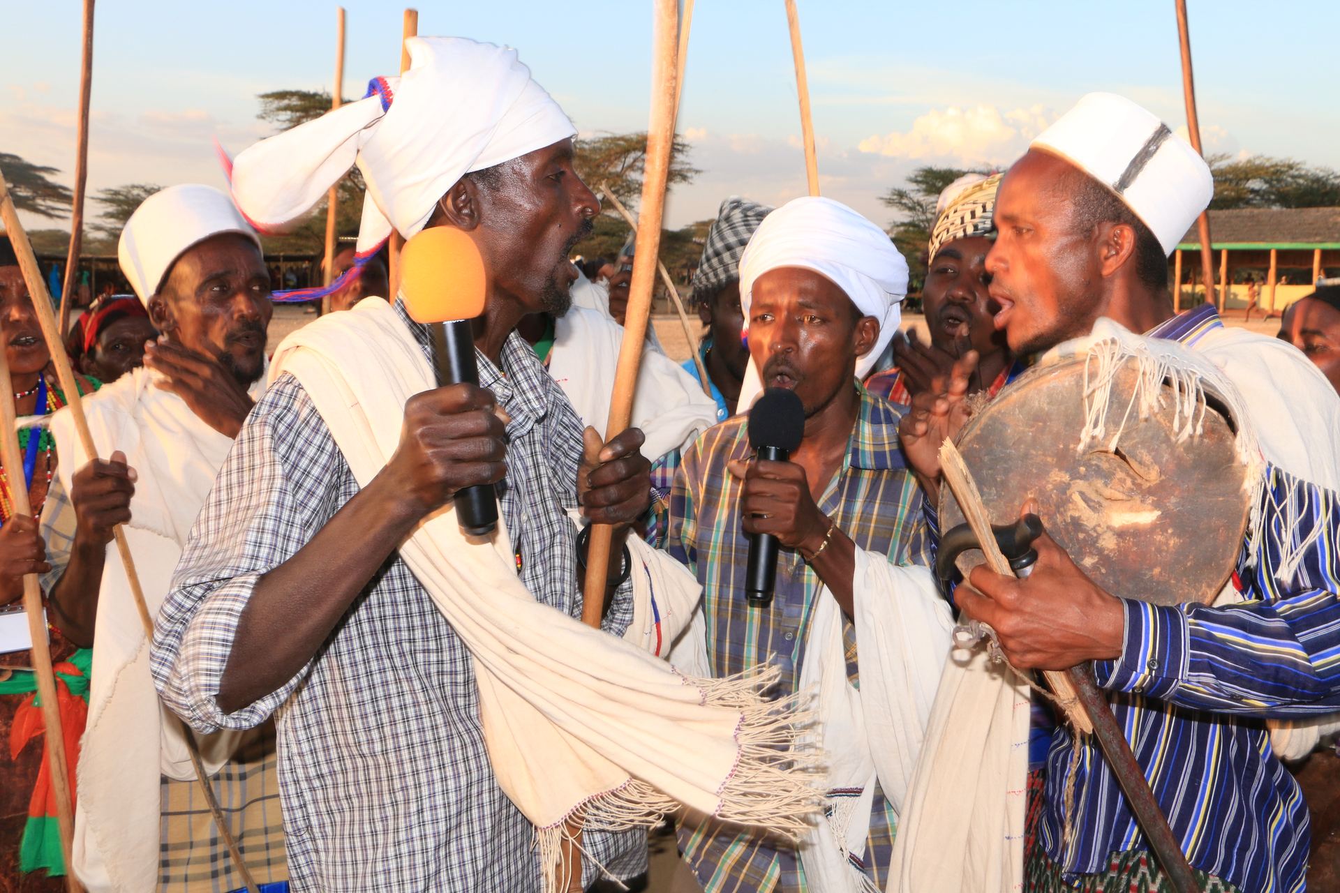 An elder addresses the gathered community.