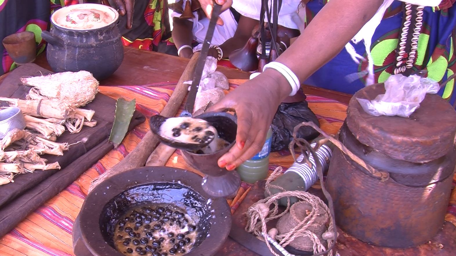 Traditional foods prepared for festival guests.